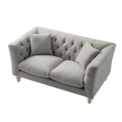 Canapé 2 places Ashby Chesterfield, chenille gris brume