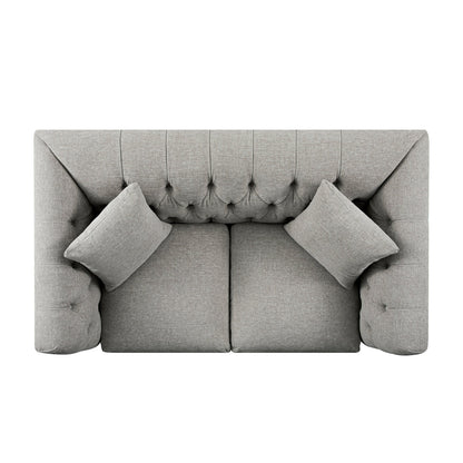 Canapé 2 places Ashby Chesterfield, chenille gris brume