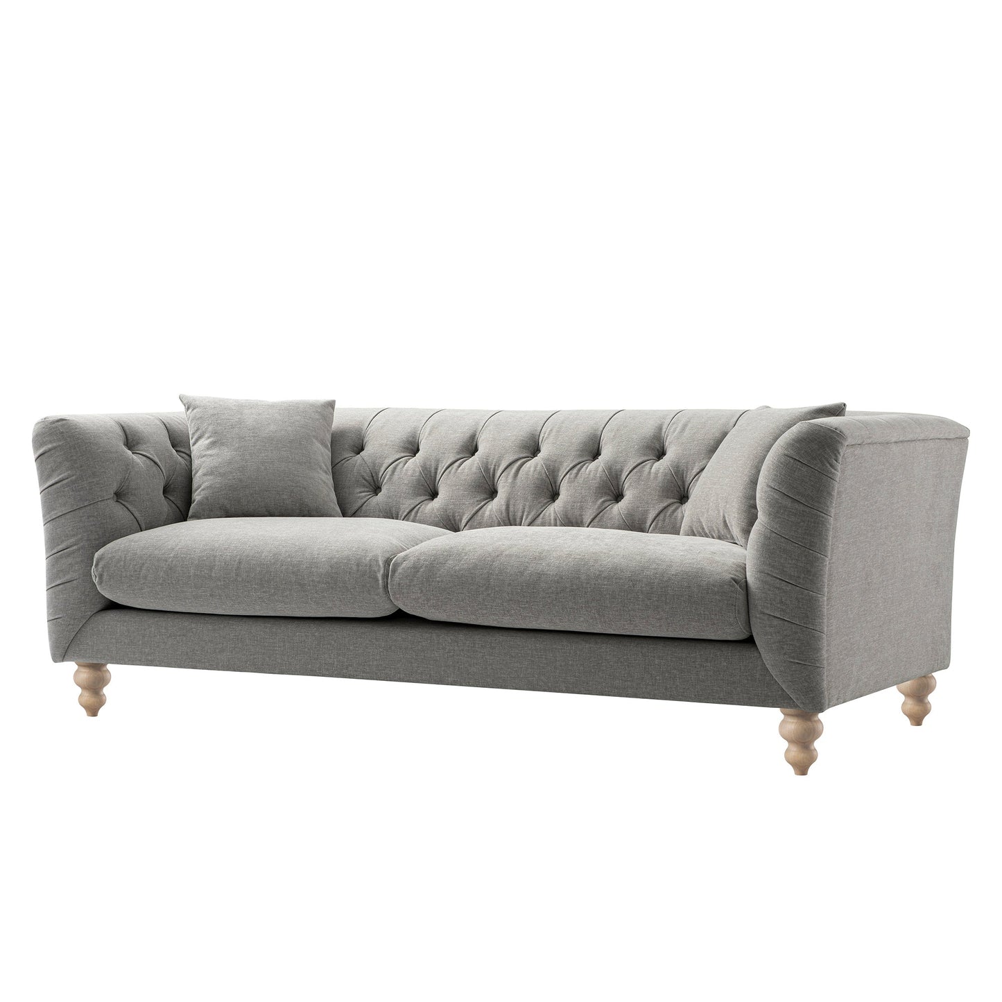 Grand canapé 3 places Ashby Chesterfield, chenille gris brume