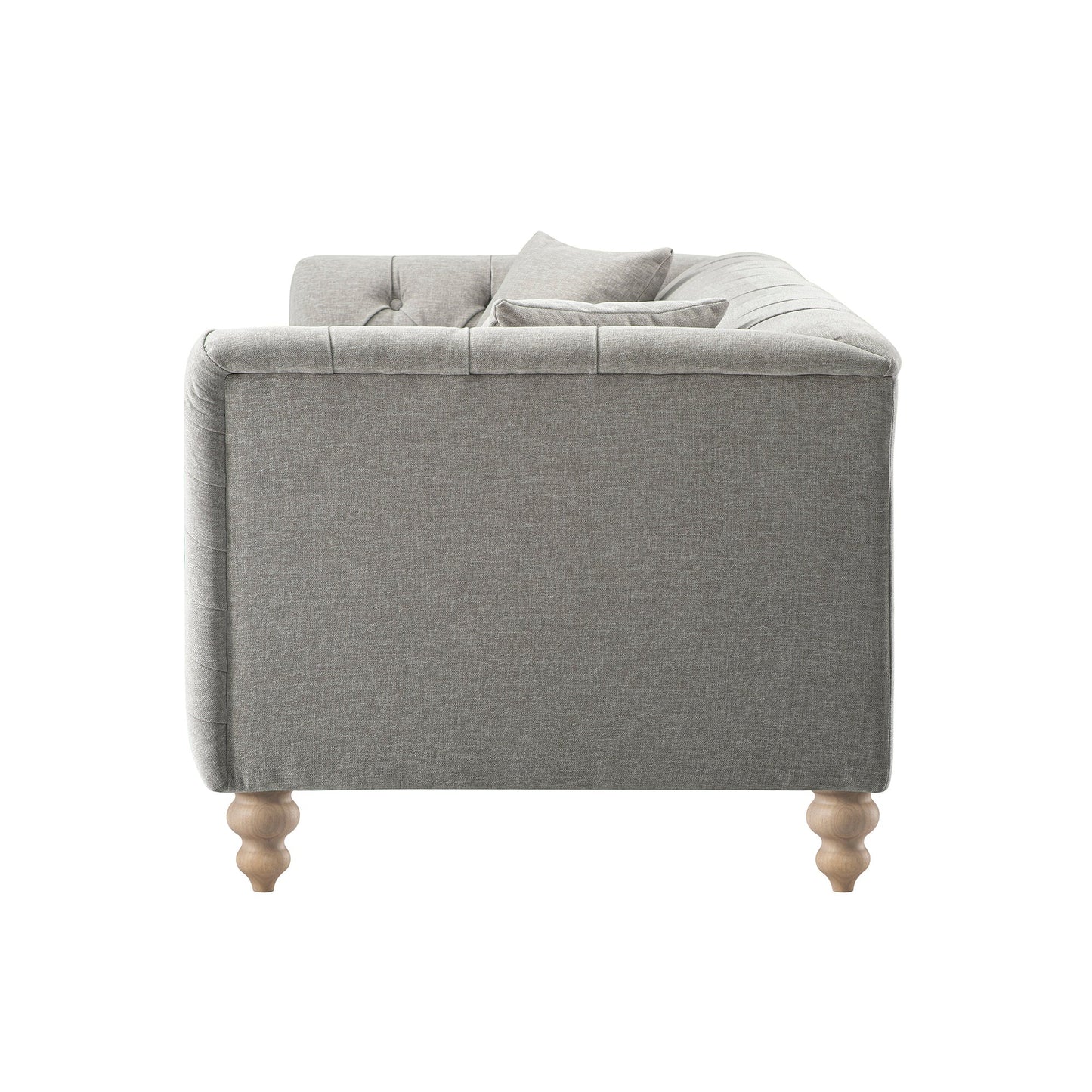 Grand canapé 3 places Ashby Chesterfield, chenille gris brume