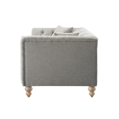 Grand canapé 3 places Ashby Chesterfield, chenille gris brume