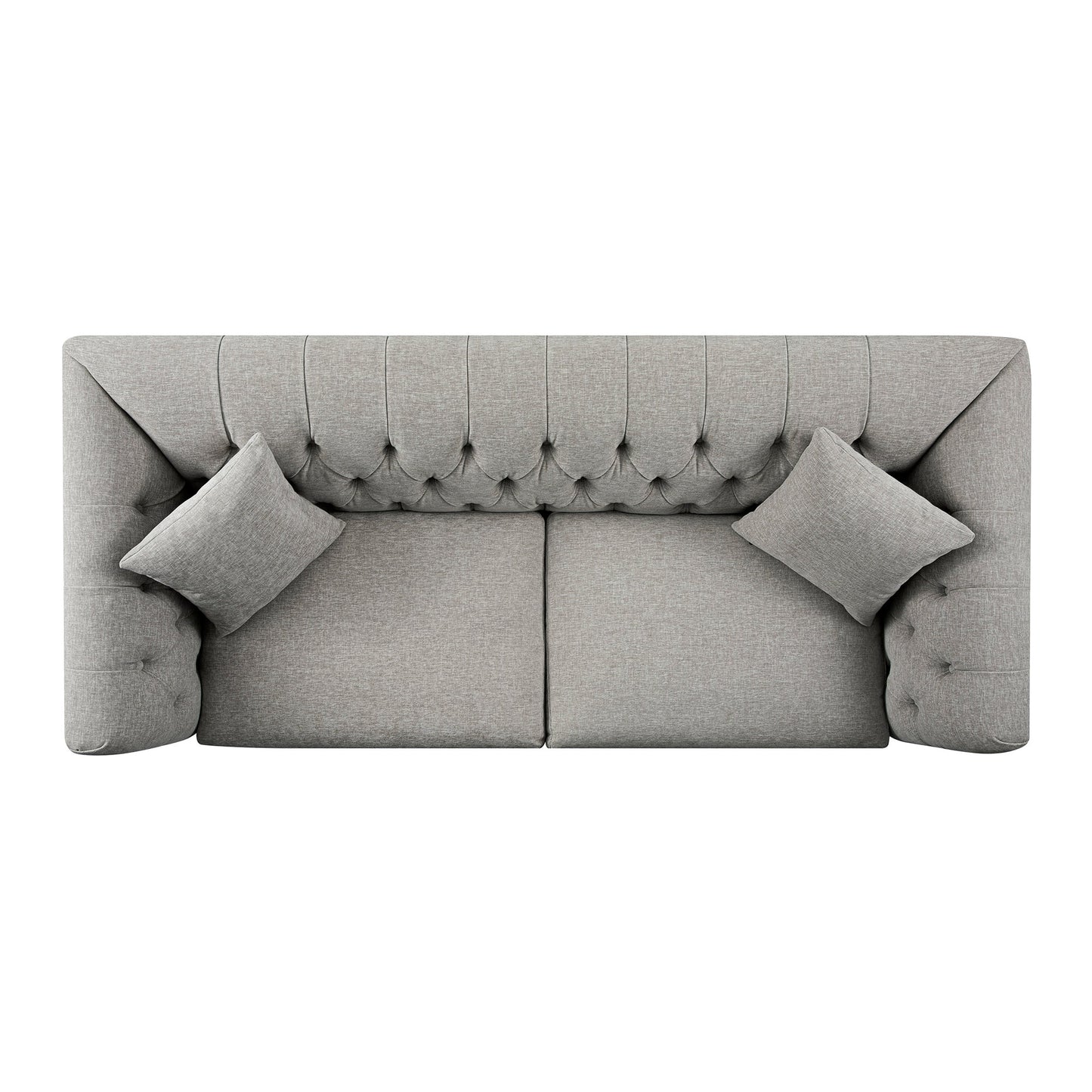 Grand canapé 3 places Ashby Chesterfield, chenille gris brume