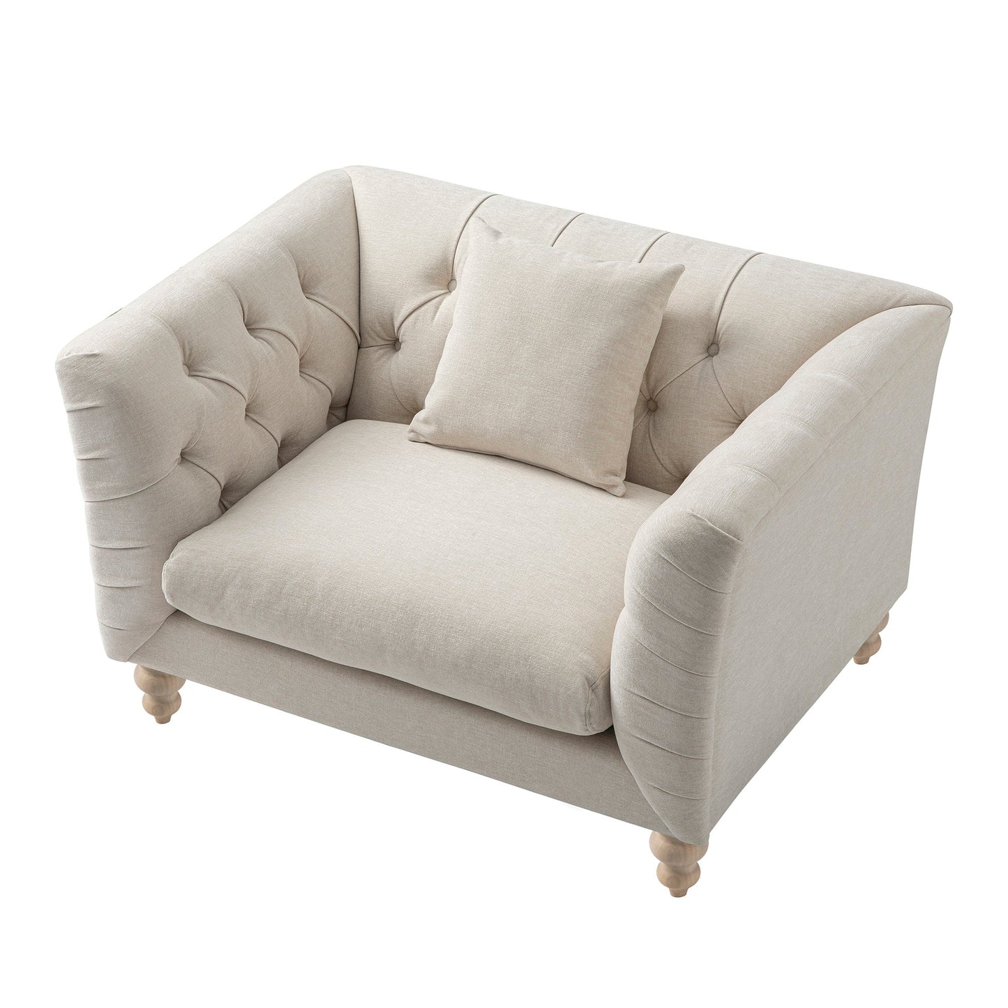 Fauteuil Chesterfield Ashby, chenille avoine