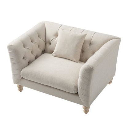 Fauteuil Chesterfield Ashby, chenille avoine