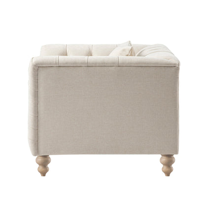 Fauteuil Chesterfield Ashby, chenille avoine