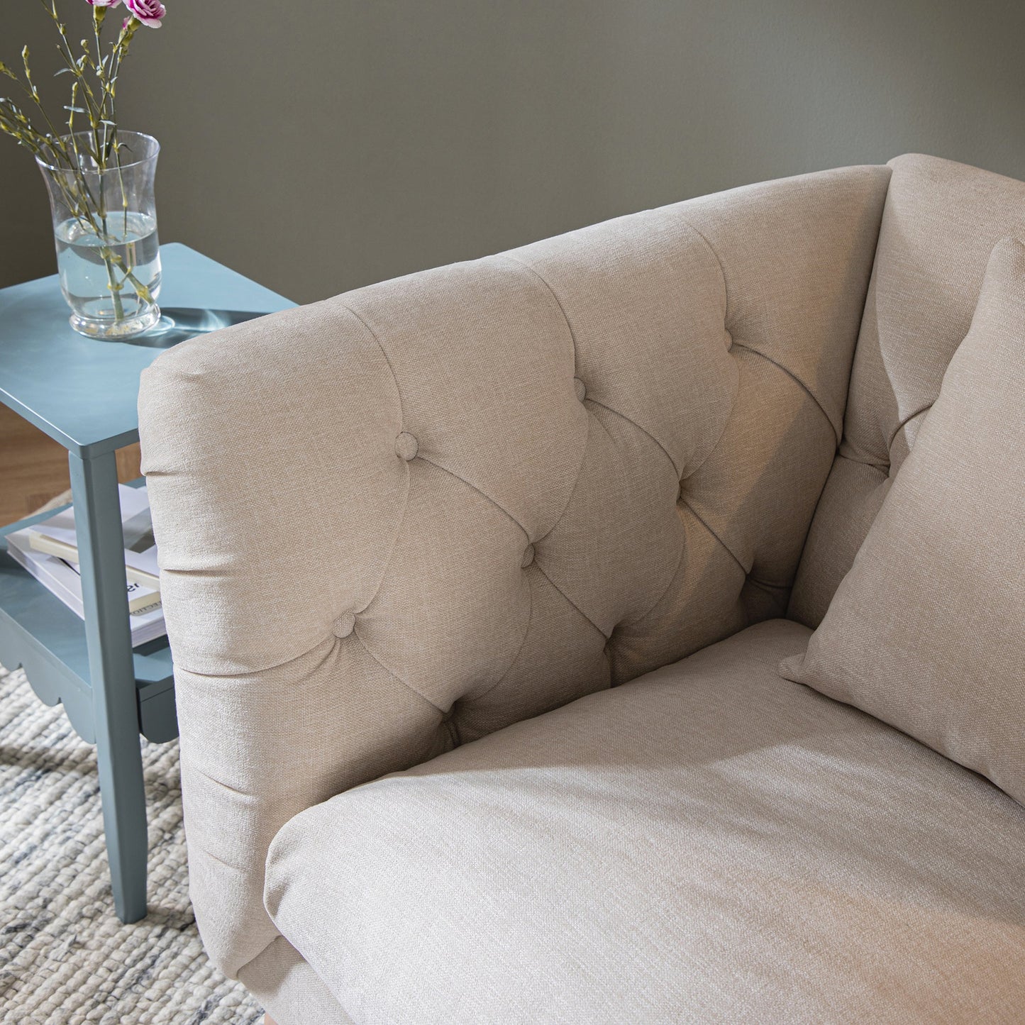 Fauteuil Chesterfield Ashby, chenille avoine