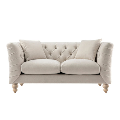 Canapé 2 places Ashby Chesterfield, chenille avoine
