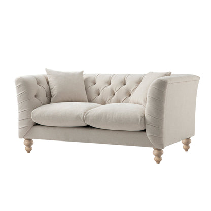 Canapé 2 places Ashby Chesterfield, chenille avoine
