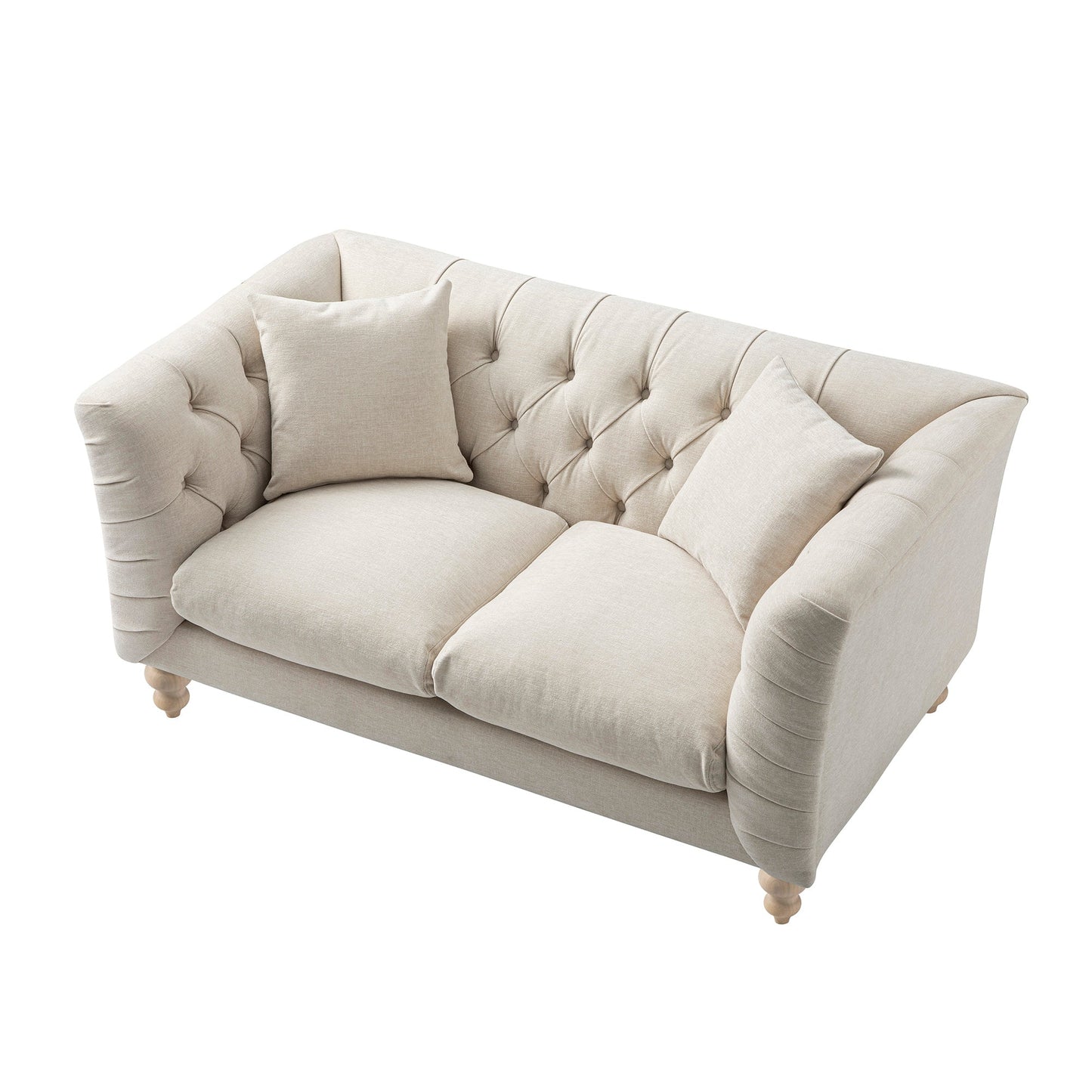 Canapé 2 places Ashby Chesterfield, chenille avoine