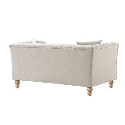 Canapé 2 places Ashby Chesterfield, chenille avoine