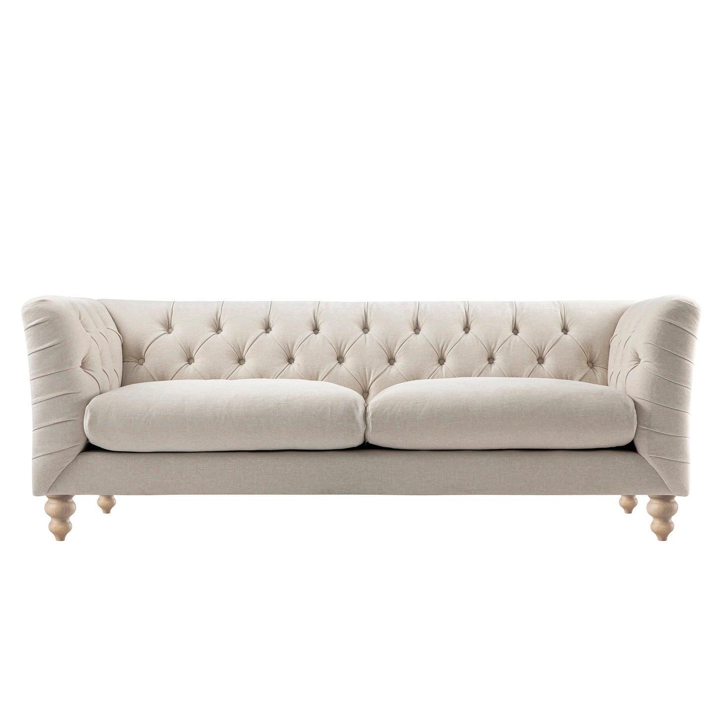 Grand canapé 3 places Ashby Chesterfield, chenille avoine