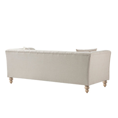 Grand canapé 3 places Ashby Chesterfield, chenille avoine