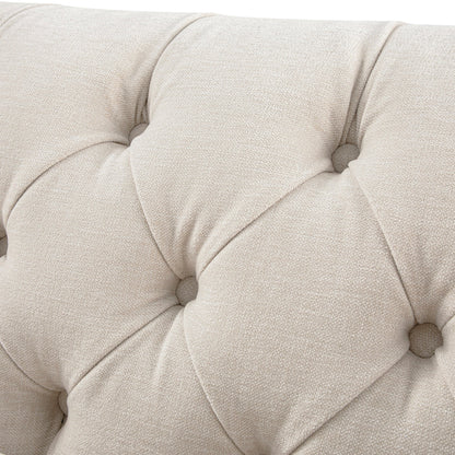 Grand canapé 3 places Ashby Chesterfield, chenille avoine