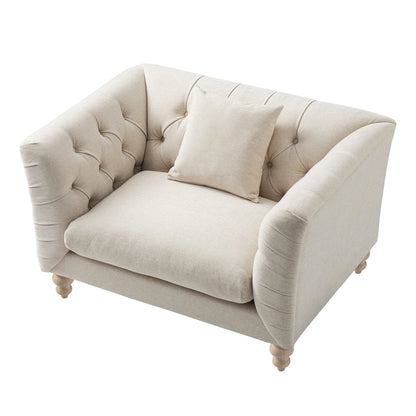 Causeuse Ashby Chesterfield, chenille avoine