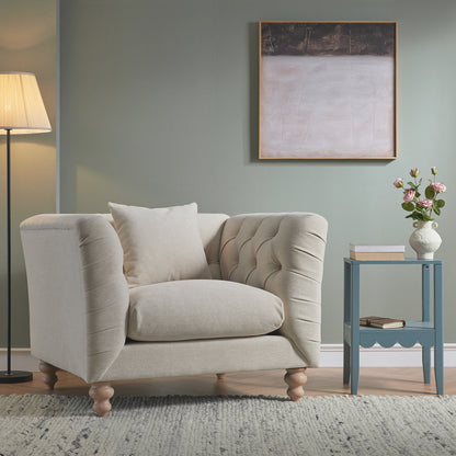 Causeuse Ashby Chesterfield, chenille avoine