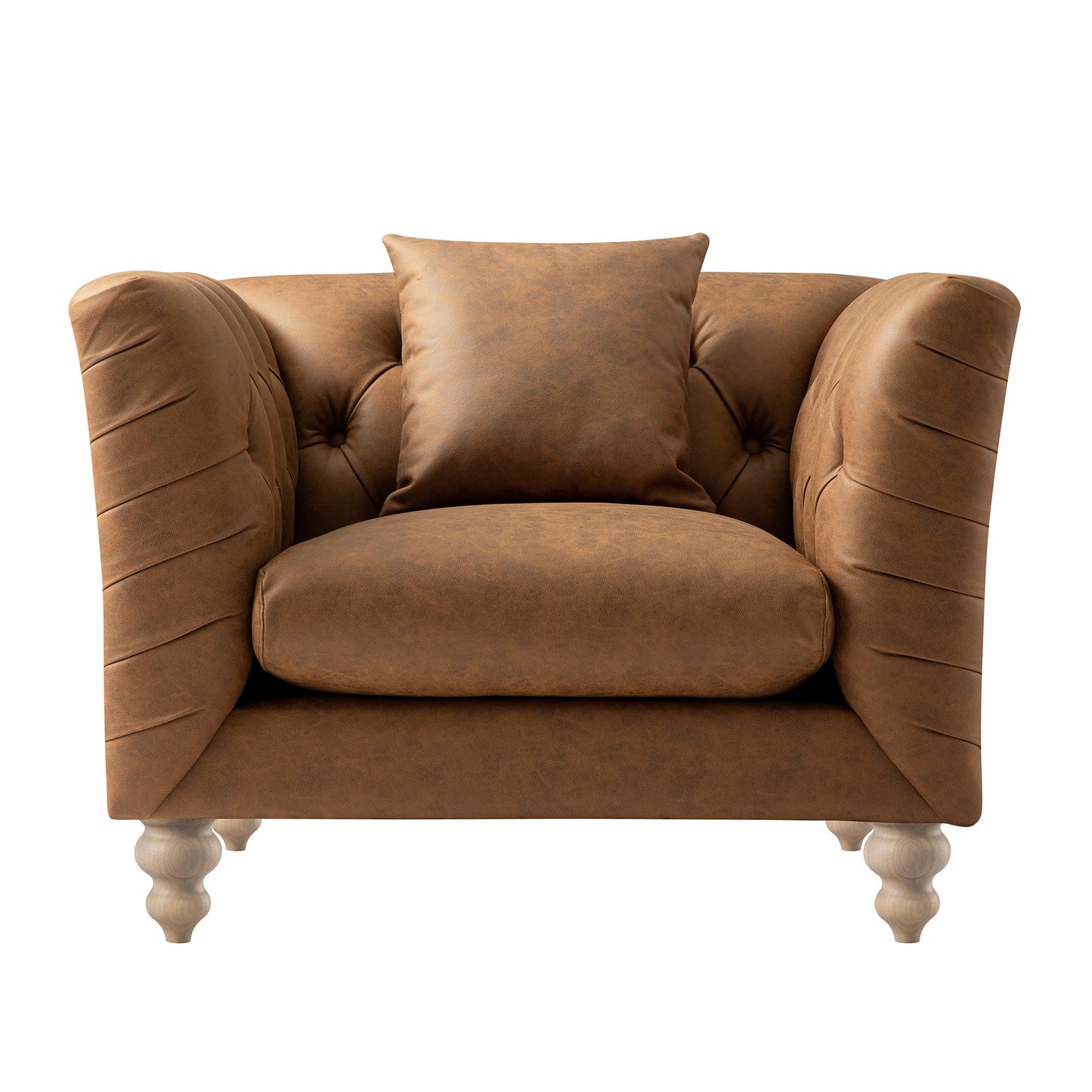 Fauteuil Chesterfield Ashby, similicuir beige