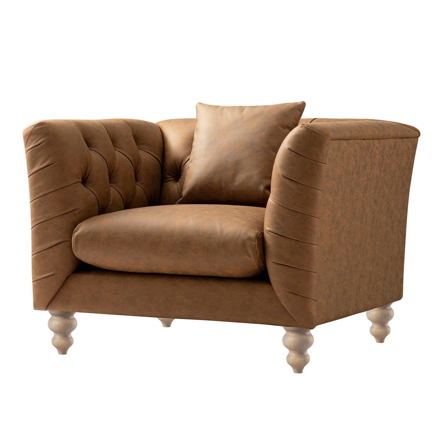 Fauteuil Chesterfield Ashby, similicuir beige