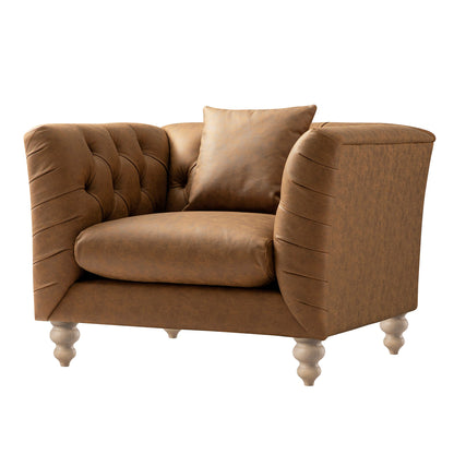 Fauteuil Chesterfield Ashby, similicuir beige