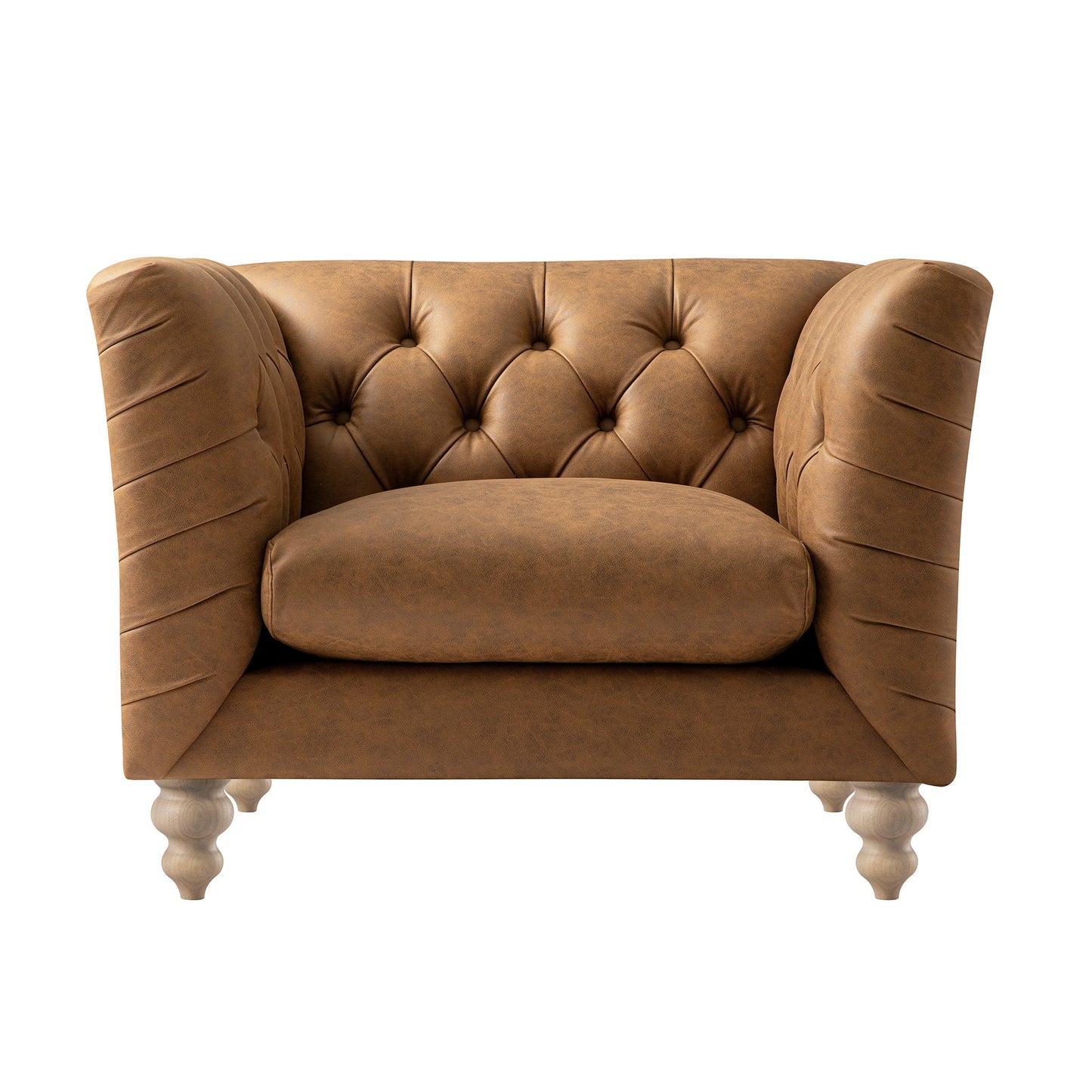 Fauteuil Chesterfield Ashby, similicuir beige
