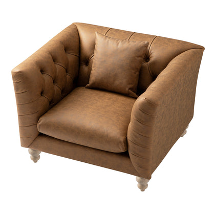 Fauteuil Chesterfield Ashby, similicuir beige