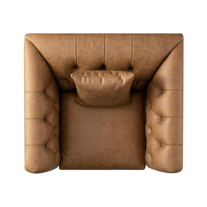 Fauteuil Chesterfield Ashby, similicuir beige