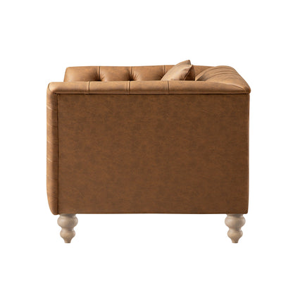 Fauteuil Chesterfield Ashby, similicuir beige