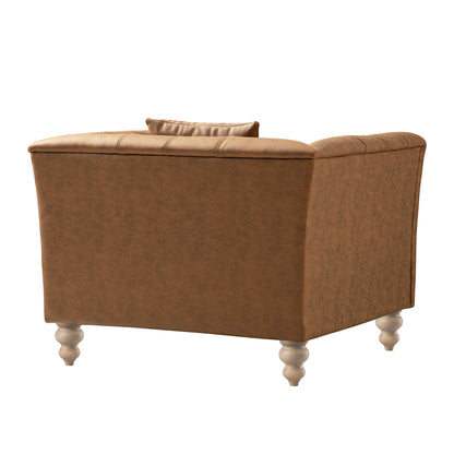 Fauteuil Chesterfield Ashby, similicuir beige