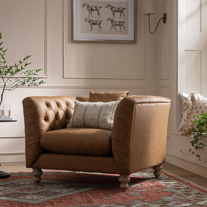 Fauteuil Chesterfield Ashby, similicuir beige