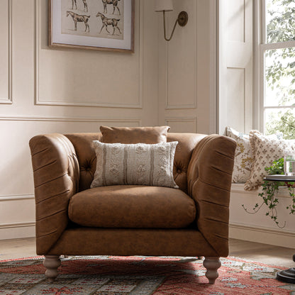 Fauteuil Chesterfield Ashby, similicuir beige