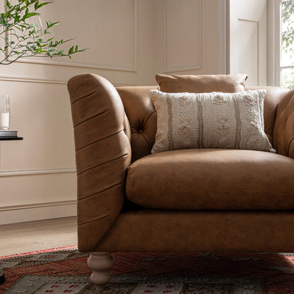 Fauteuil Chesterfield Ashby, similicuir beige