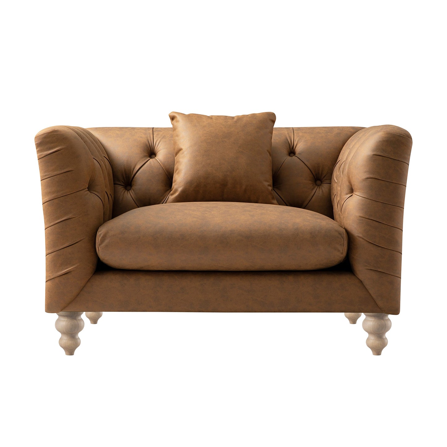 Causeuse Ashby Chesterfield, similicuir beige