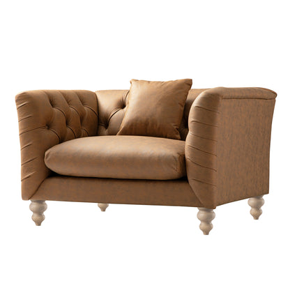 Causeuse Ashby Chesterfield, similicuir beige