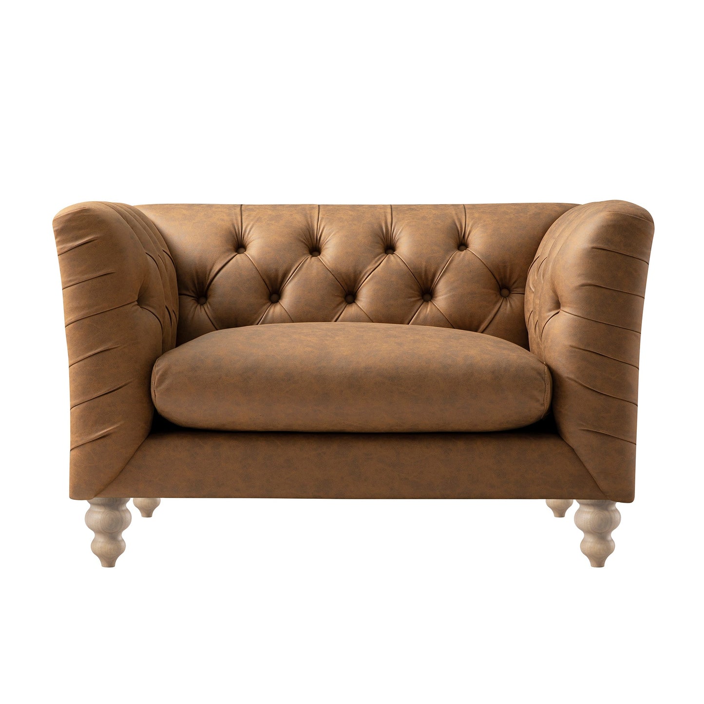 Causeuse Ashby Chesterfield, similicuir beige