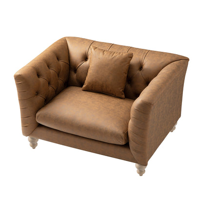Causeuse Ashby Chesterfield, similicuir beige
