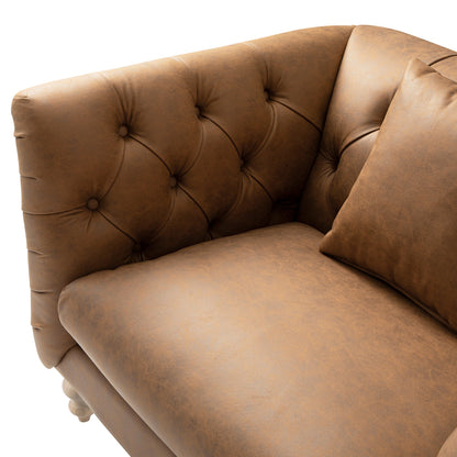 Causeuse Ashby Chesterfield, similicuir beige