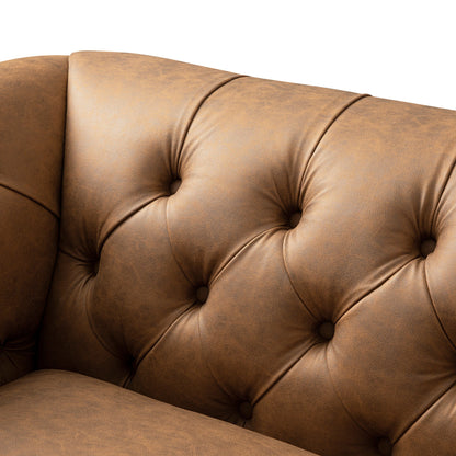 Causeuse Ashby Chesterfield, similicuir beige