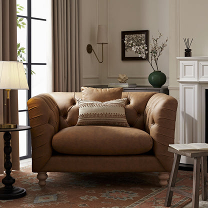 Causeuse Ashby Chesterfield, similicuir beige