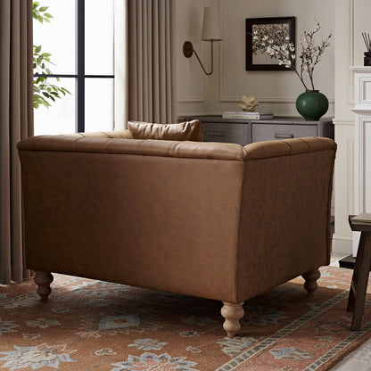 Causeuse Ashby Chesterfield, similicuir beige