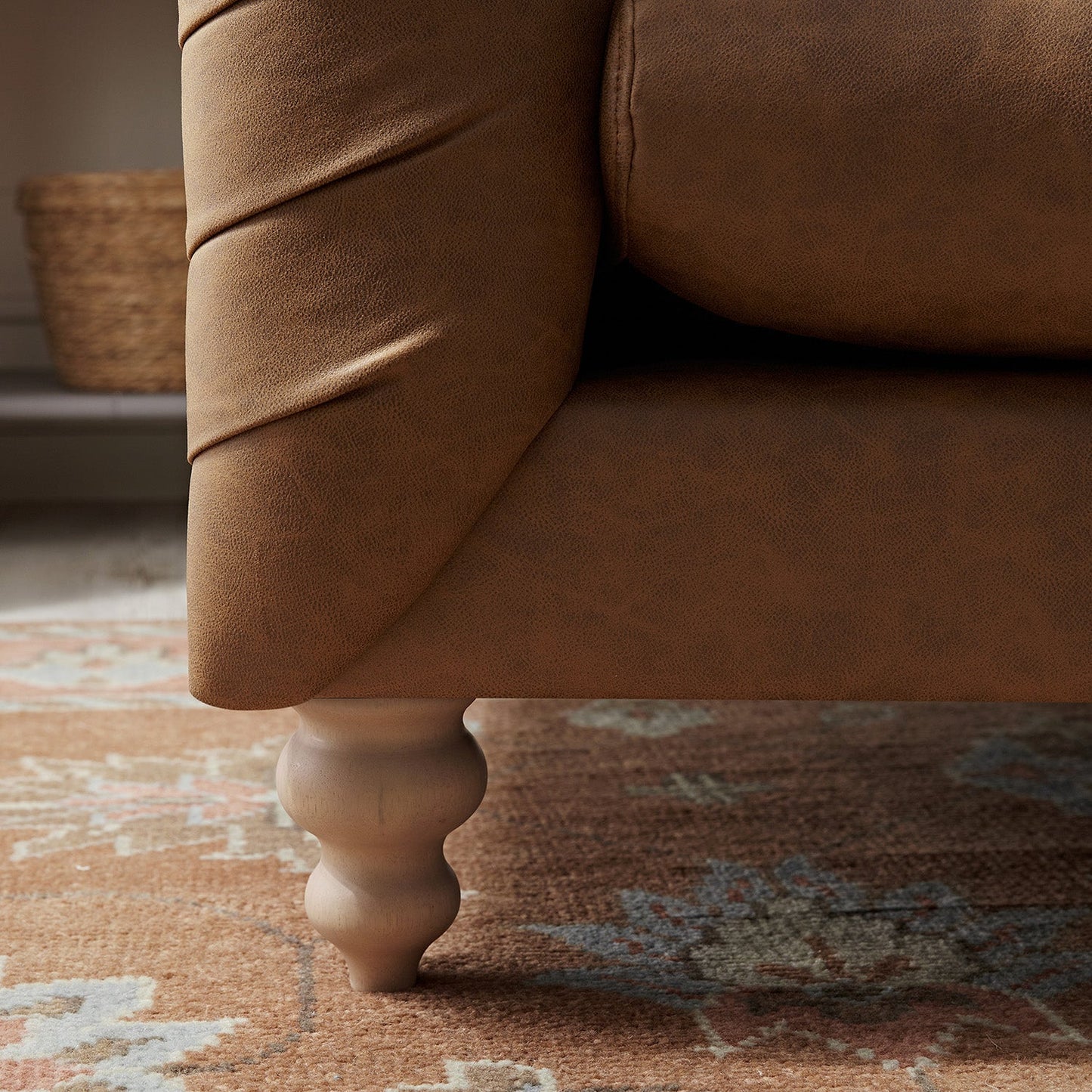 Causeuse Ashby Chesterfield, similicuir beige