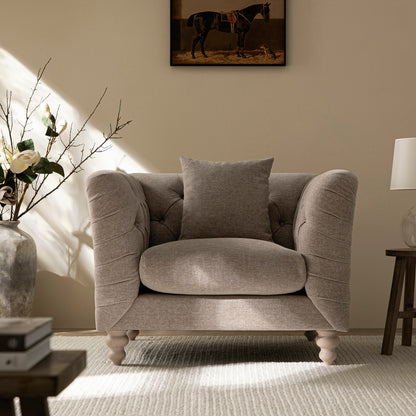 Fauteuil Chesterfield Ashby, chenille taupe