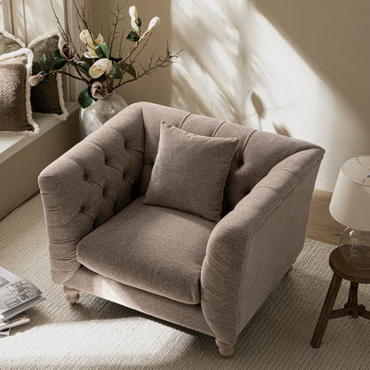 Fauteuil Chesterfield Ashby, chenille taupe