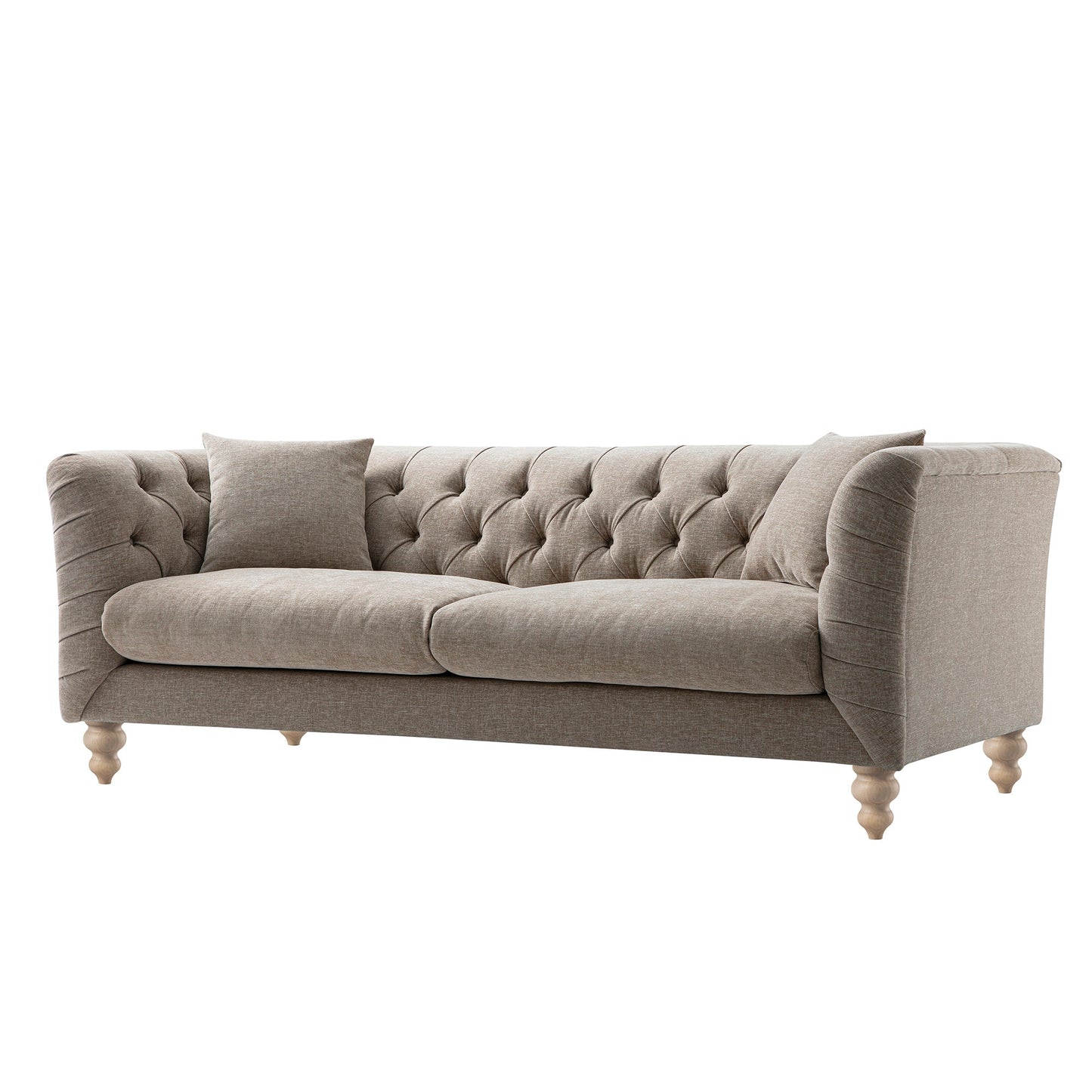 Grand canapé 3 places Ashby Chesterfield, chenille taupe