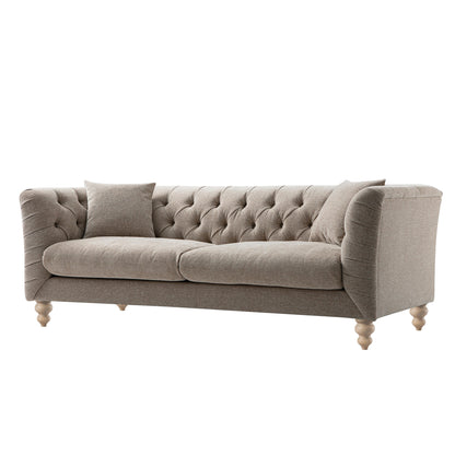 Grand canapé 3 places Ashby Chesterfield, chenille taupe