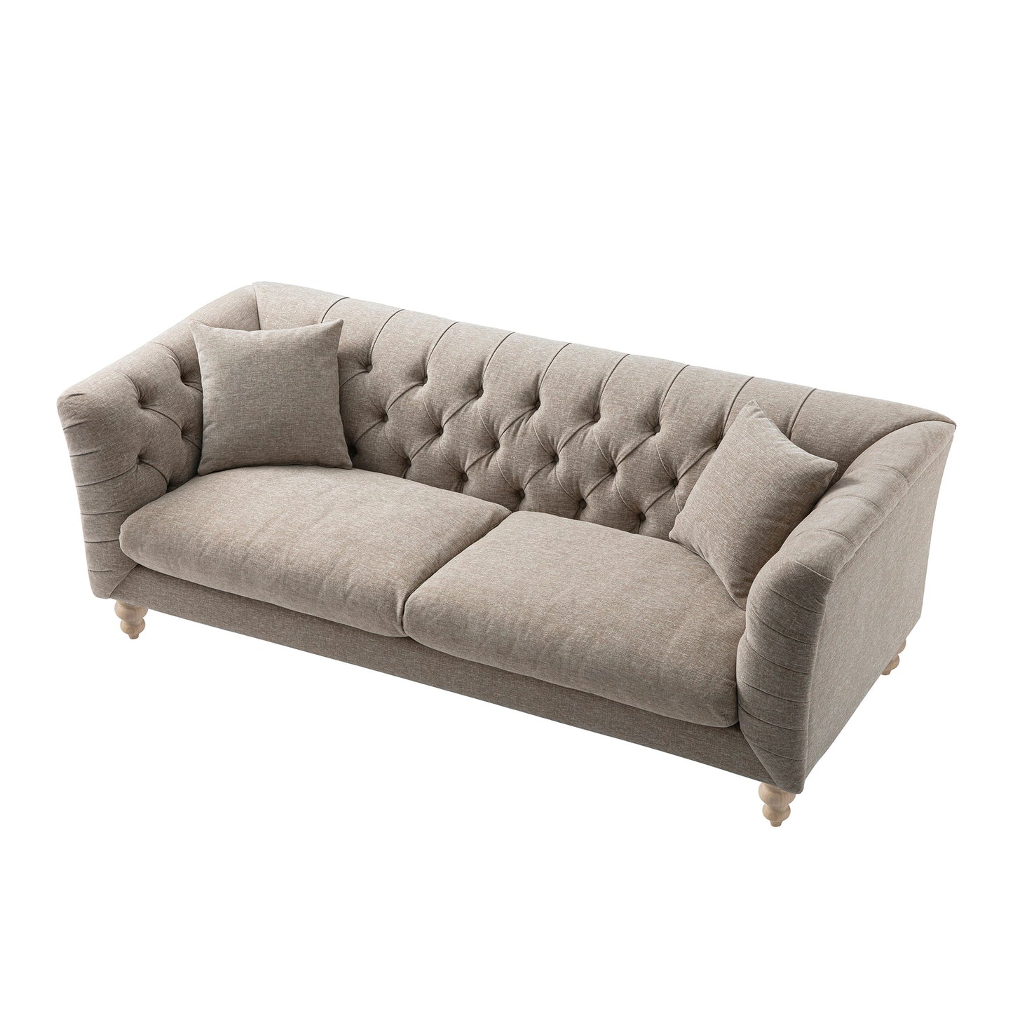 Grand canapé 3 places Ashby Chesterfield, chenille taupe