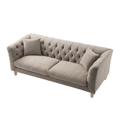 Grand canapé 3 places Ashby Chesterfield, chenille taupe