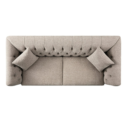 Grand canapé 3 places Ashby Chesterfield, chenille taupe