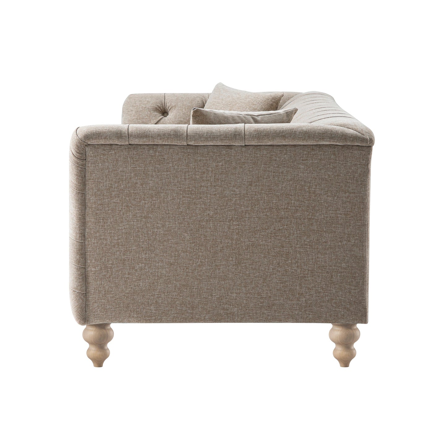 Grand canapé 3 places Ashby Chesterfield, chenille taupe