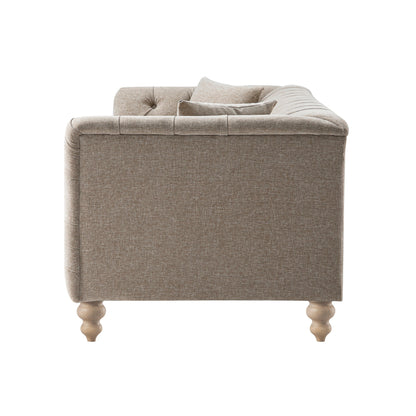 Grand canapé 3 places Ashby Chesterfield, chenille taupe