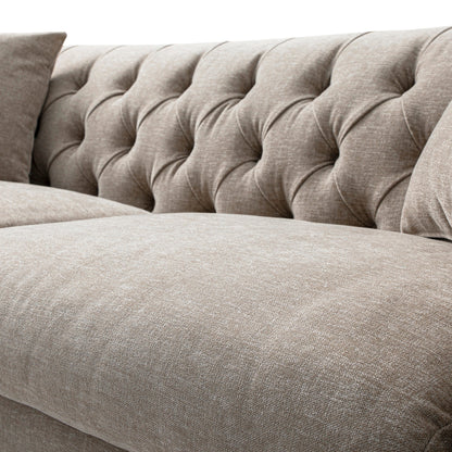 Grand canapé 3 places Ashby Chesterfield, chenille taupe