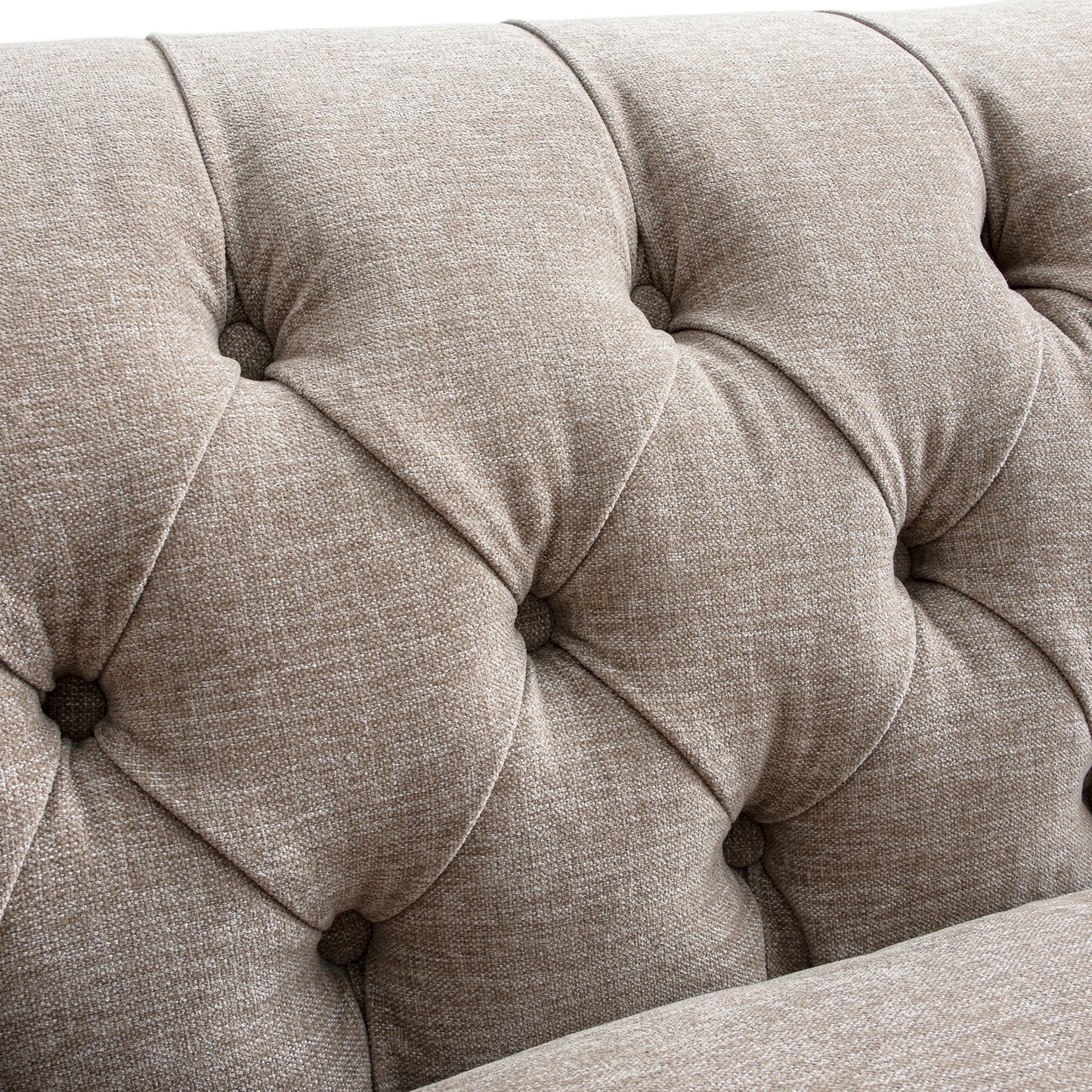 Grand canapé 3 places Ashby Chesterfield, chenille taupe